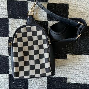 Checkered Black and White Crossbody Sling Bag